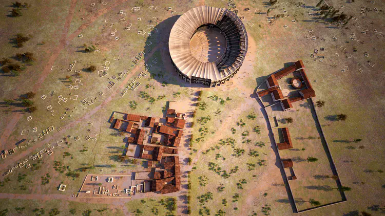 Overview of taverns, amphitheater and gladiator school – visualization © LBI ArchPro, 7reasons